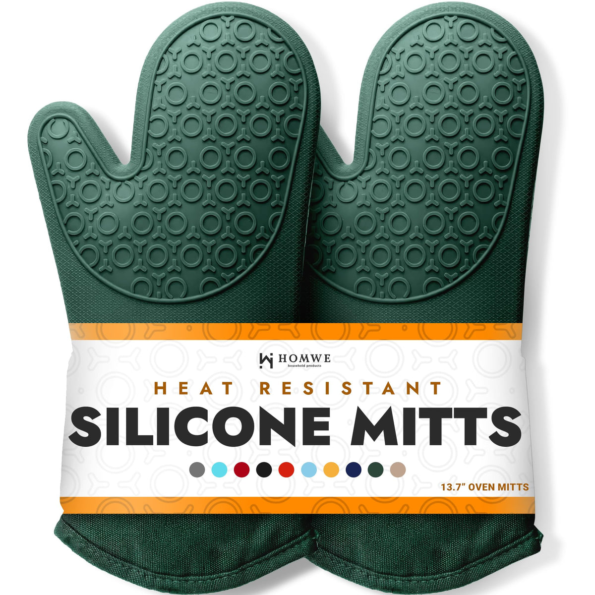 HOMWE silicone oven mitt highlighting heat resistance for safe hot-pot handling