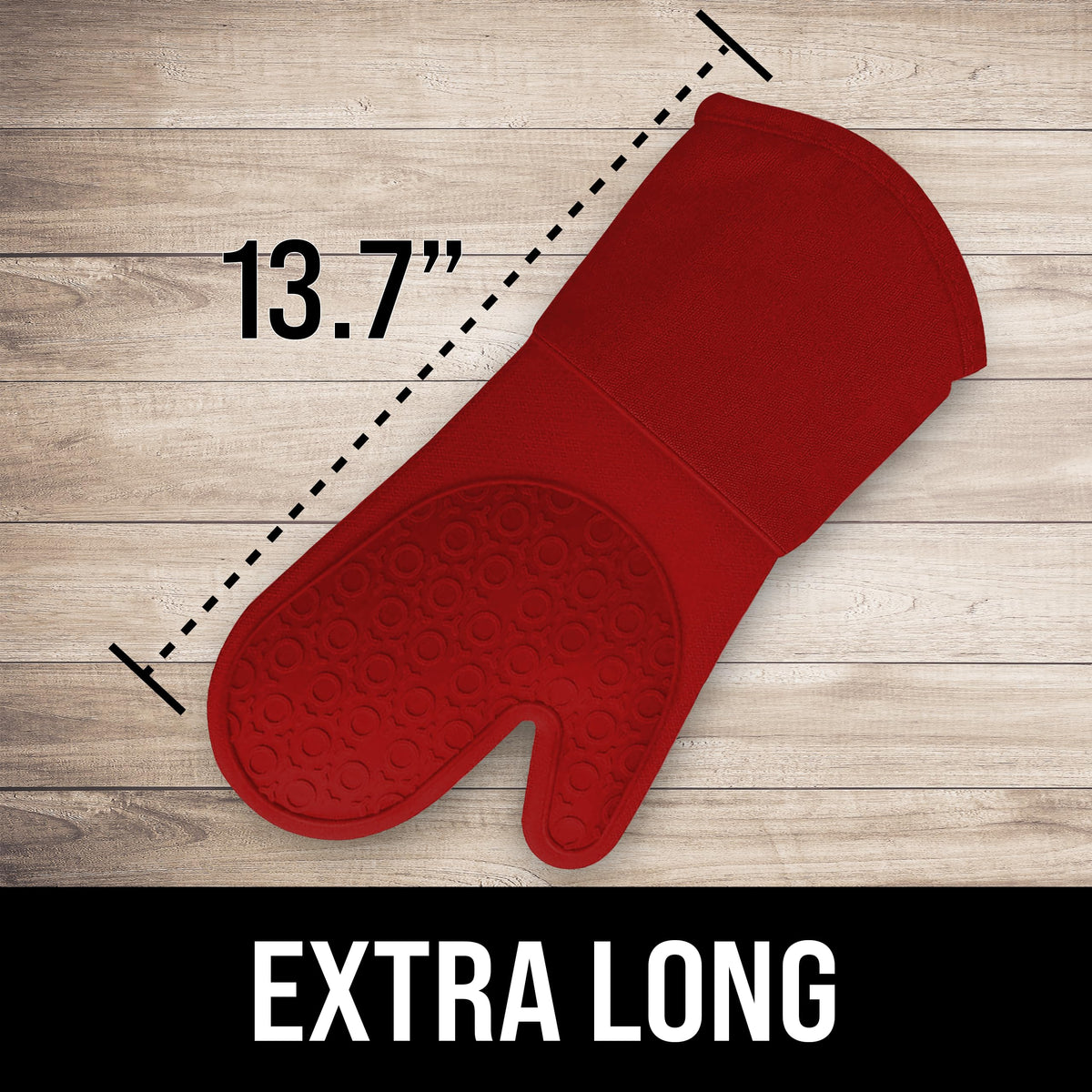 HOMWE silicone oven mitt waterproof and steam-resistant for dry, safe grip.