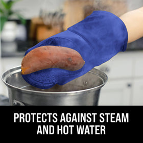 HOMWE non-slip textured palm provides a secure grip on hot cookware.