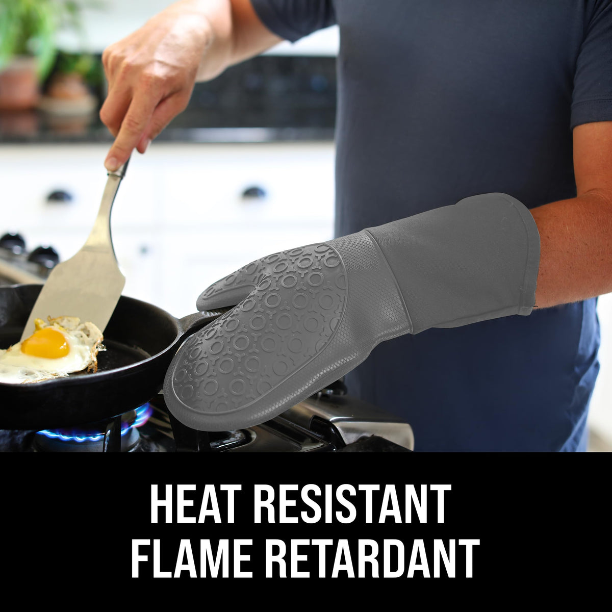 HOMWE non-slip textured palm helps grip hot pots securely.