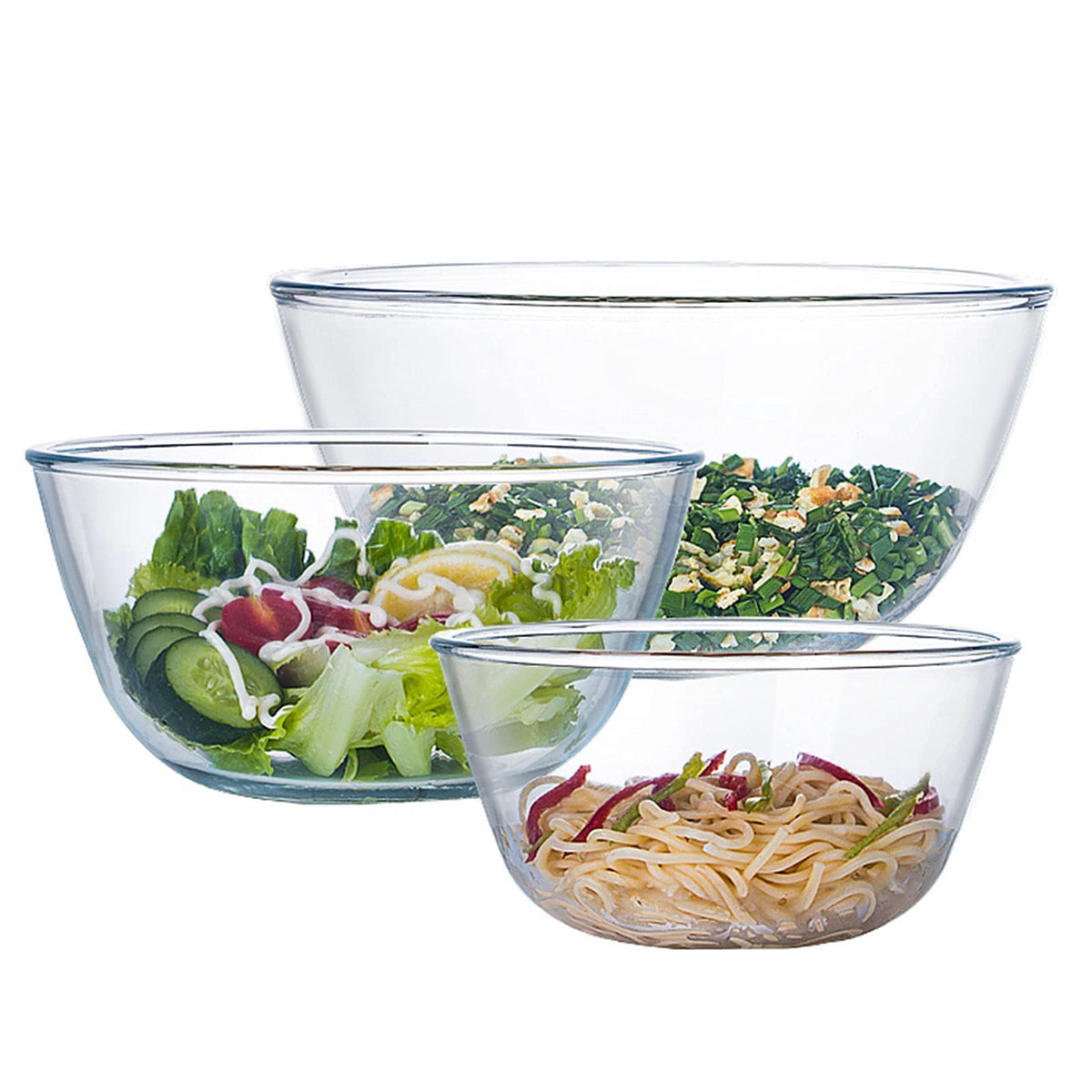 Homwin 1qt glass mixing bowl with wide rim for easy pouring and prep