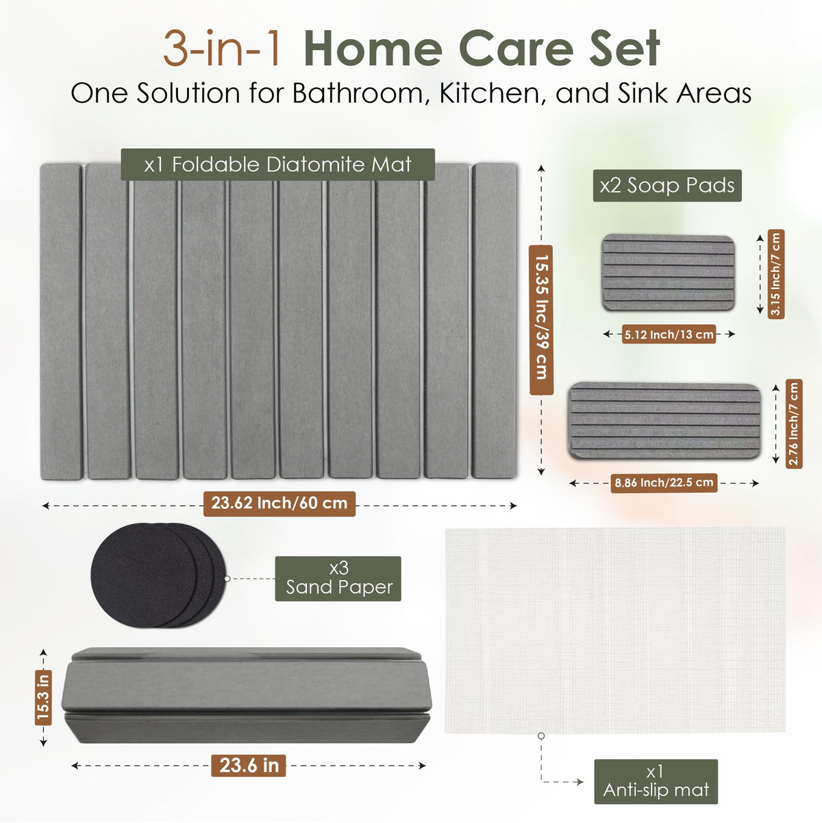 Foldable HOMY BLISS mat ready for compact storage in small kitchens.
