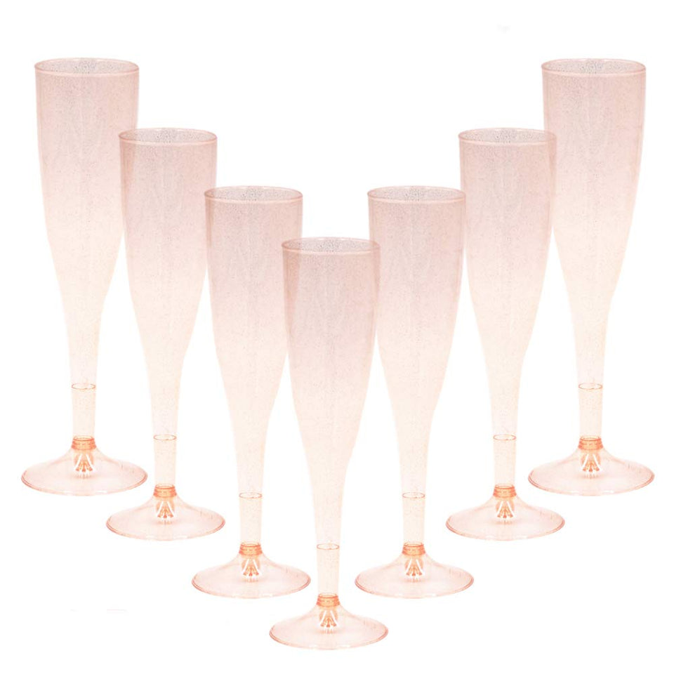 Homy Feel rose gold glitter champagne flutes 30-pack on display for a chic celebration.