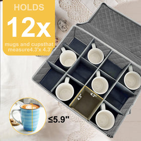 Homyfort storage box with sturdy handles for convenient carrying with twelve mugs