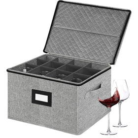 Homyfort Wine Glass Storage Box exterior view shows durable shell for secure storage.