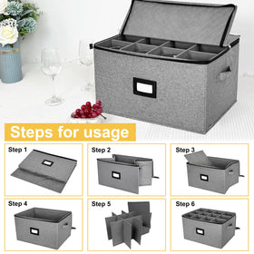 Homyfort Wine Glass Storage Box foldable, eco-friendly fabric for convenient storage.