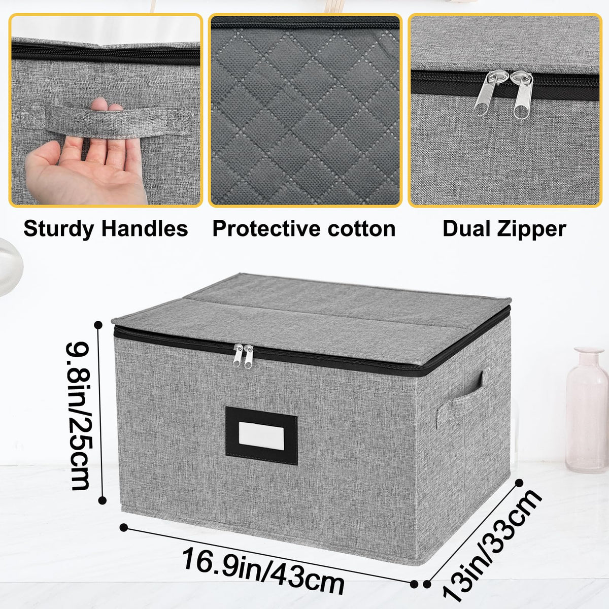 Homyfort Wine Glass Storage Box handles in use enable easy transport up to 25 lbs.