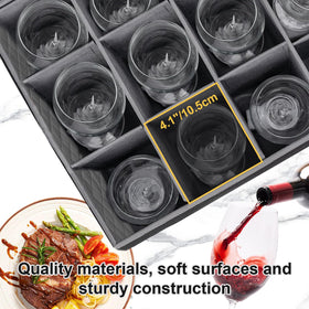 Homyfort Wine Glass Storage Box lid detail with reinforced lid for transport protection.