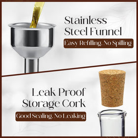 Homysh included funnel simplifies refilling and reduces mess