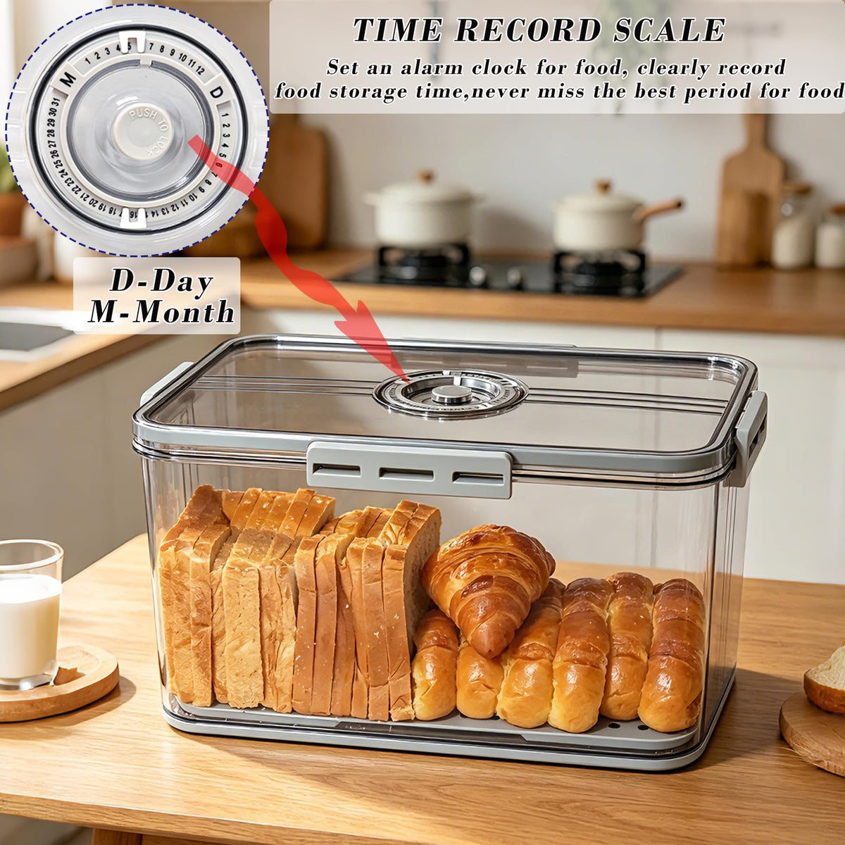 Honbuty bread box seal keeps bread fresh with airtight closure.