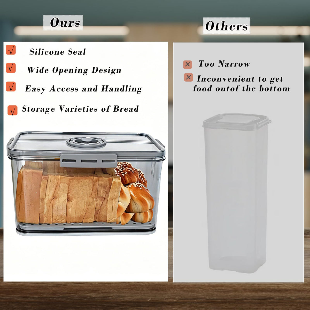 Honbuty bread box uses food-grade BPA-free material for safe storage.