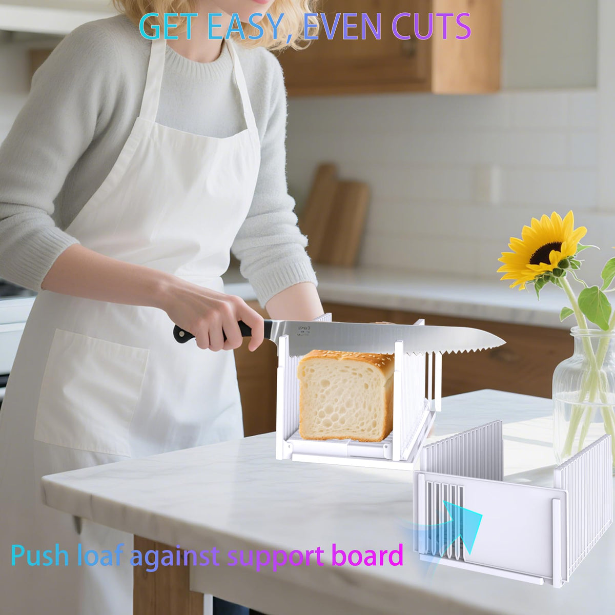 Honbuty bread slicer with adjustable width for precise homemade slices.