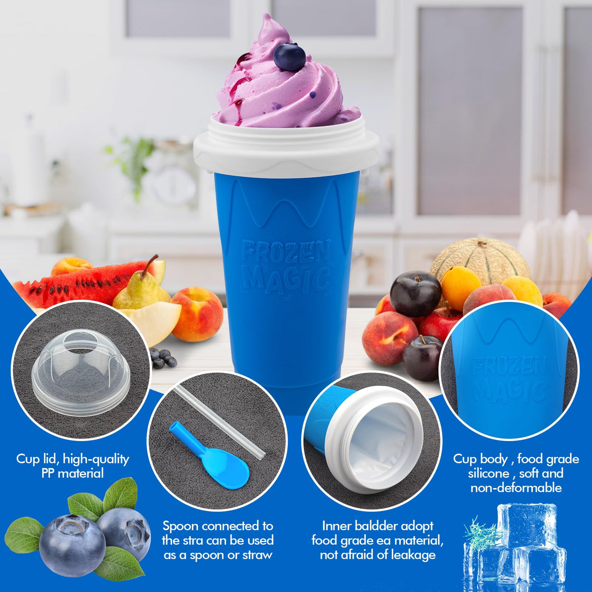 Honbuty Slushie Maker Cup lid and body design for easy handling and spill prevention