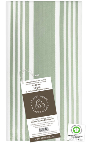 HONEST WEAVE sage stripe kitchen towel large 20x30 inches for quick cleanup