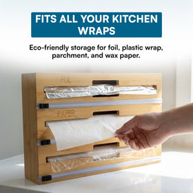 Textured bamboo finish emphasizes sustainable design in the Honey-Can-Do organizer.