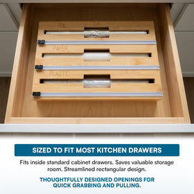 Open compartments show easy access to foil and parchment wraps.