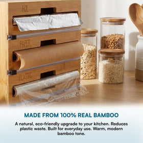 Foil, plastic, parchment, and wax wraps held neatly in one organizer.