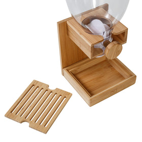 Honey-Can-Do dispenser knob detail shows 1/4 cup portion per twist