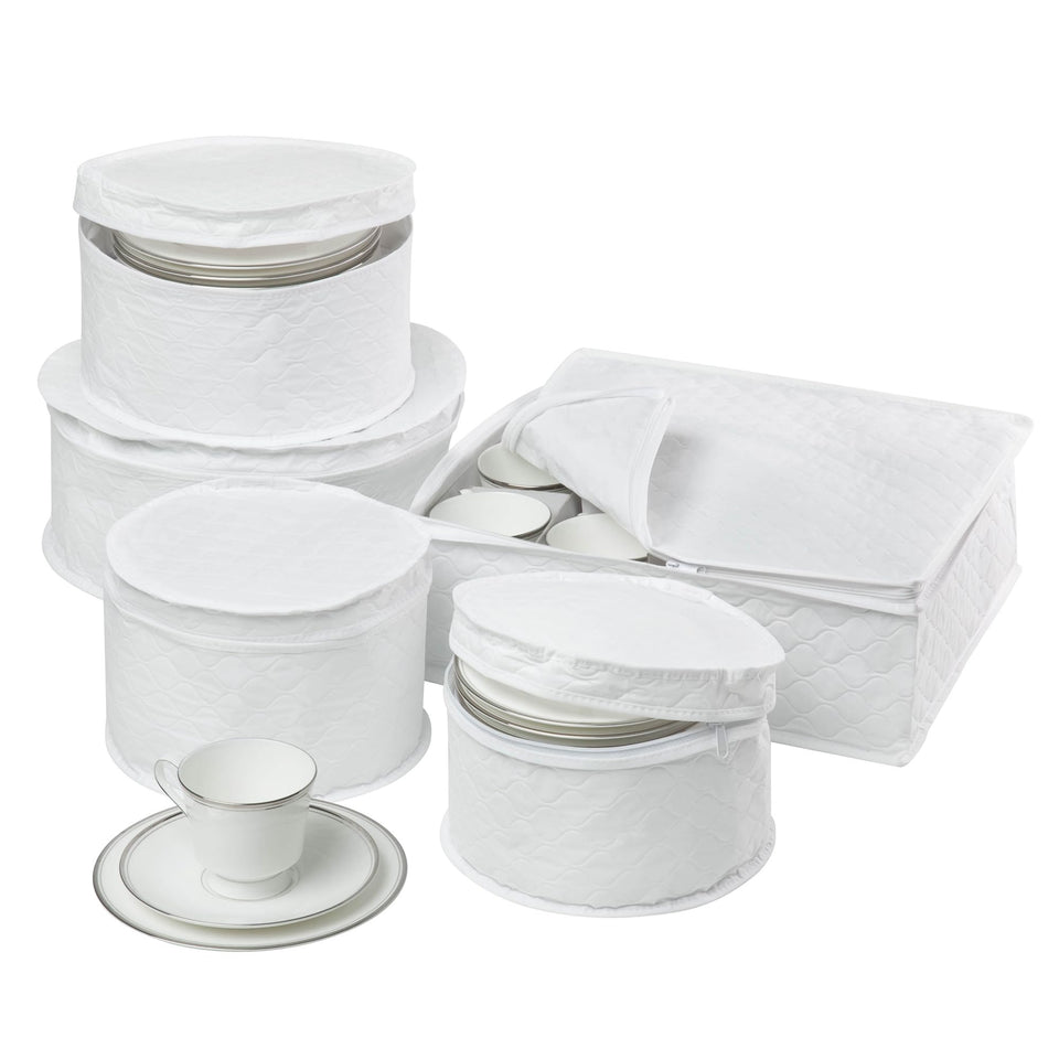 Honey-Can-Do dinnerware storage set: dinner plate case protects up to 12 place settings.