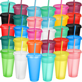 Honeydak 30-pack tumbler with lids and straws in glitter colors for gifts