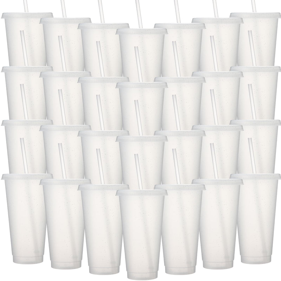 Honeydak glitter-clear tumbler with straw for colorful party favors and everyday use.