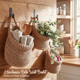 Honeydak teardrop basket in barrel color, small size, perfect for onions on the counter.