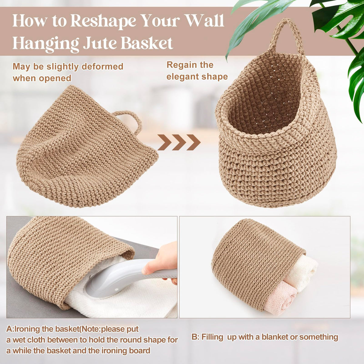 Honeydak teardrop basket in light linen, large size, great for potatoes and fruit.