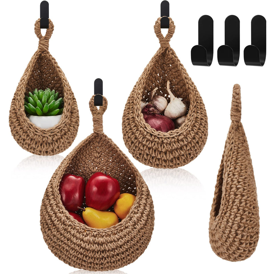 Honeydak boho wall baskets linen for kitchen storage and clutter control.