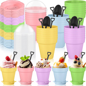 Honeydak flowerpot dessert cups with lids for colorful party servings.