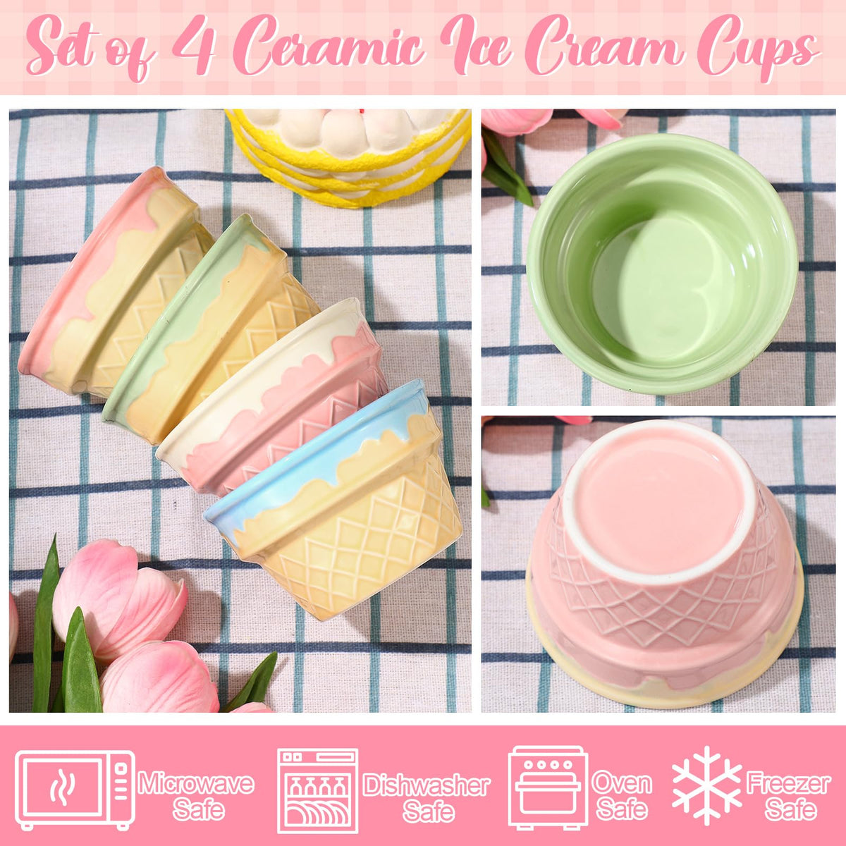 Honeydak yellow bowls with grid embossing: stylish waffle-cone look for bright summertime treats.