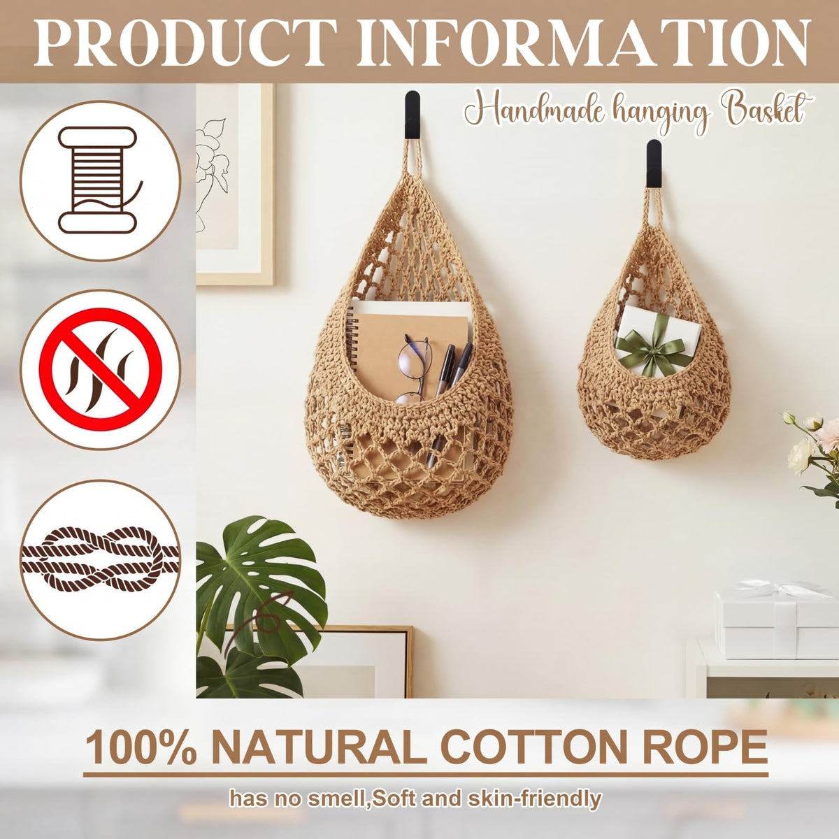 Honeydak boho kitchen decor baskets create space-saving wall storage