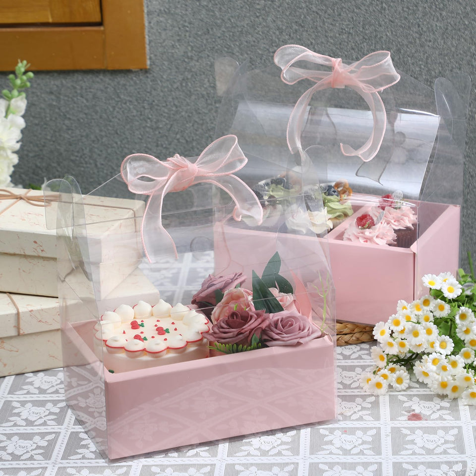 Honeydak mothers-day box with clear 4inch pink ribbon ideal for gifting cakes and flowers.