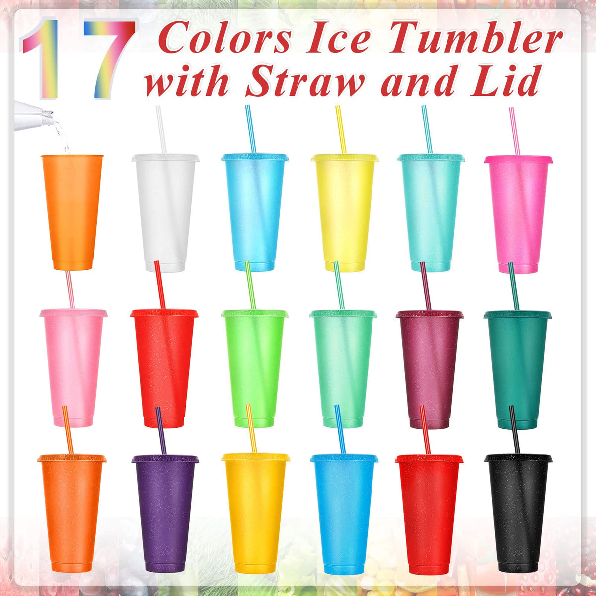 Honeydak plastic coffee cup 24-27 oz in vibrant colors for iced beverages