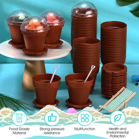 Honeydak plastic dessert cups with shovel spoons for easy serving.