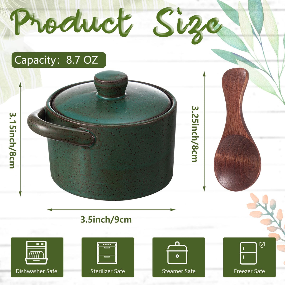 Honeydak salt cellar close-up shows artisanal speckled glaze and durable ceramic build.