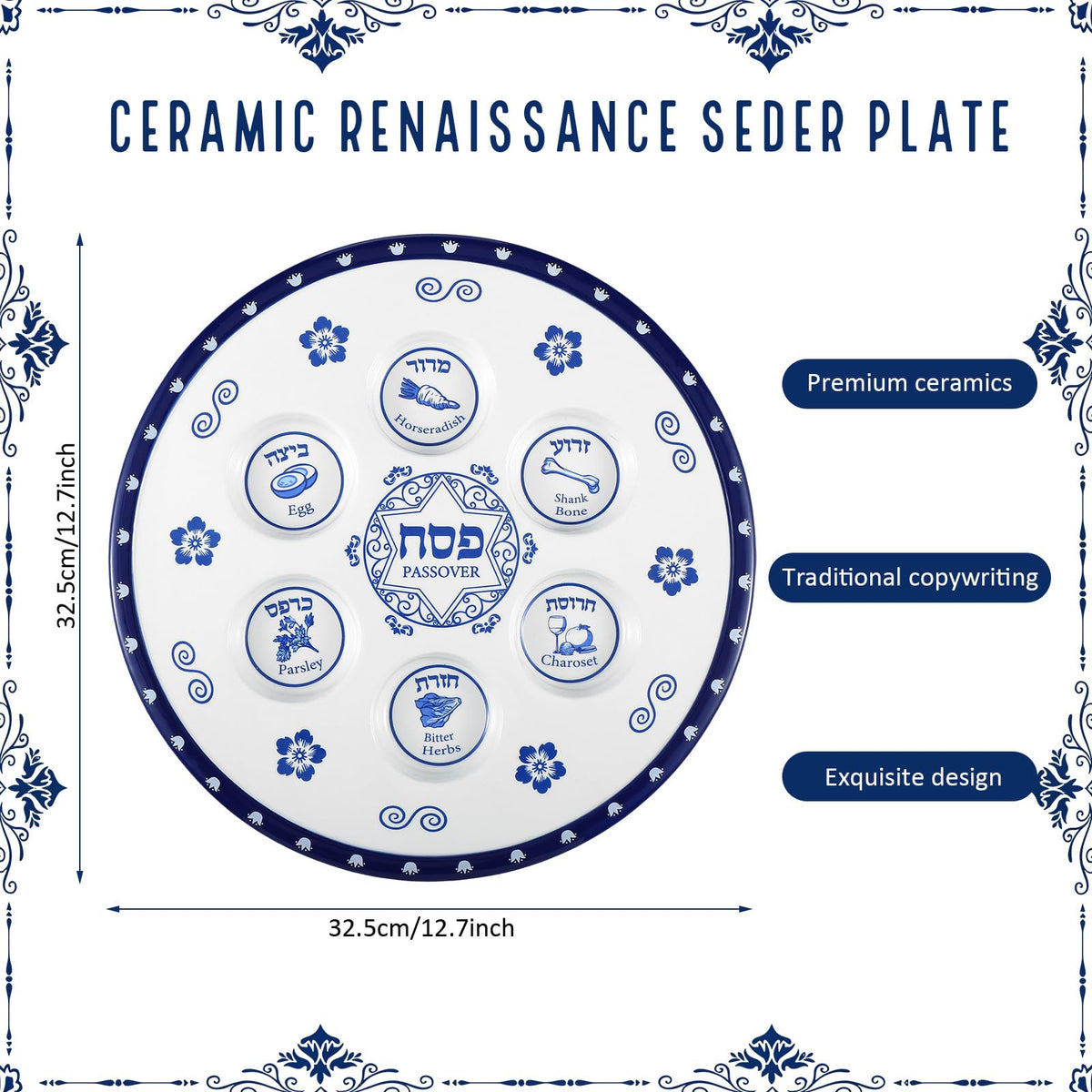 Honeydak Seder Plate glaze details and smooth surface.