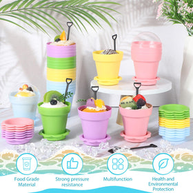 Honeydak shovel spoon in cup for easy dessert serving.