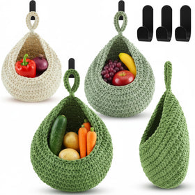Honeydak teardrop baskets in cotton rope for organized pantry storage.