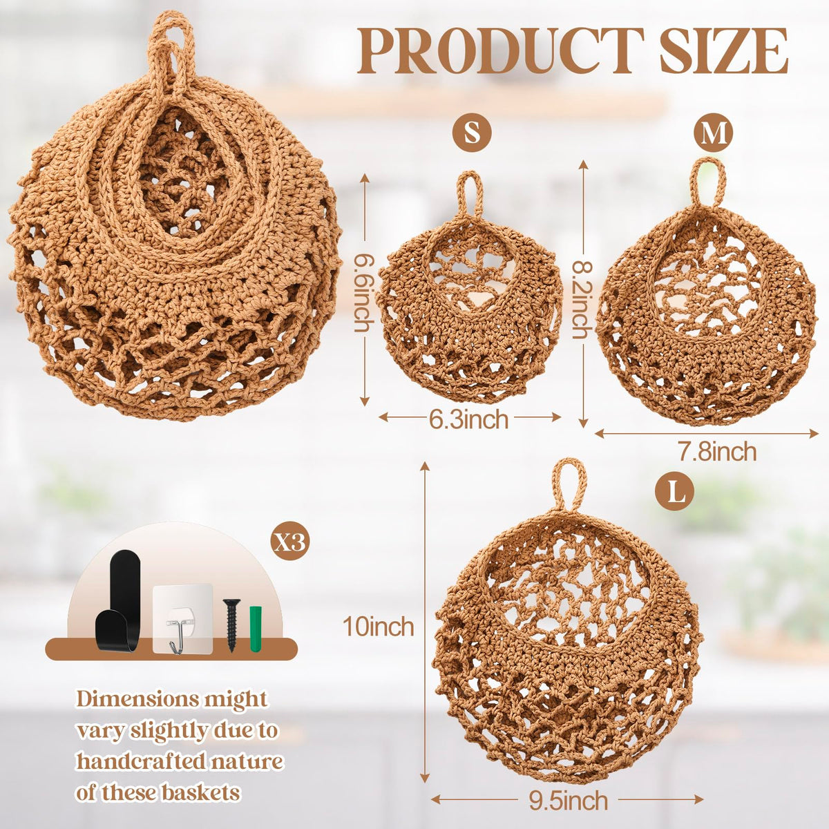Honeydak teardrop baskets crochet add rustic charm while storing onions and potatoes