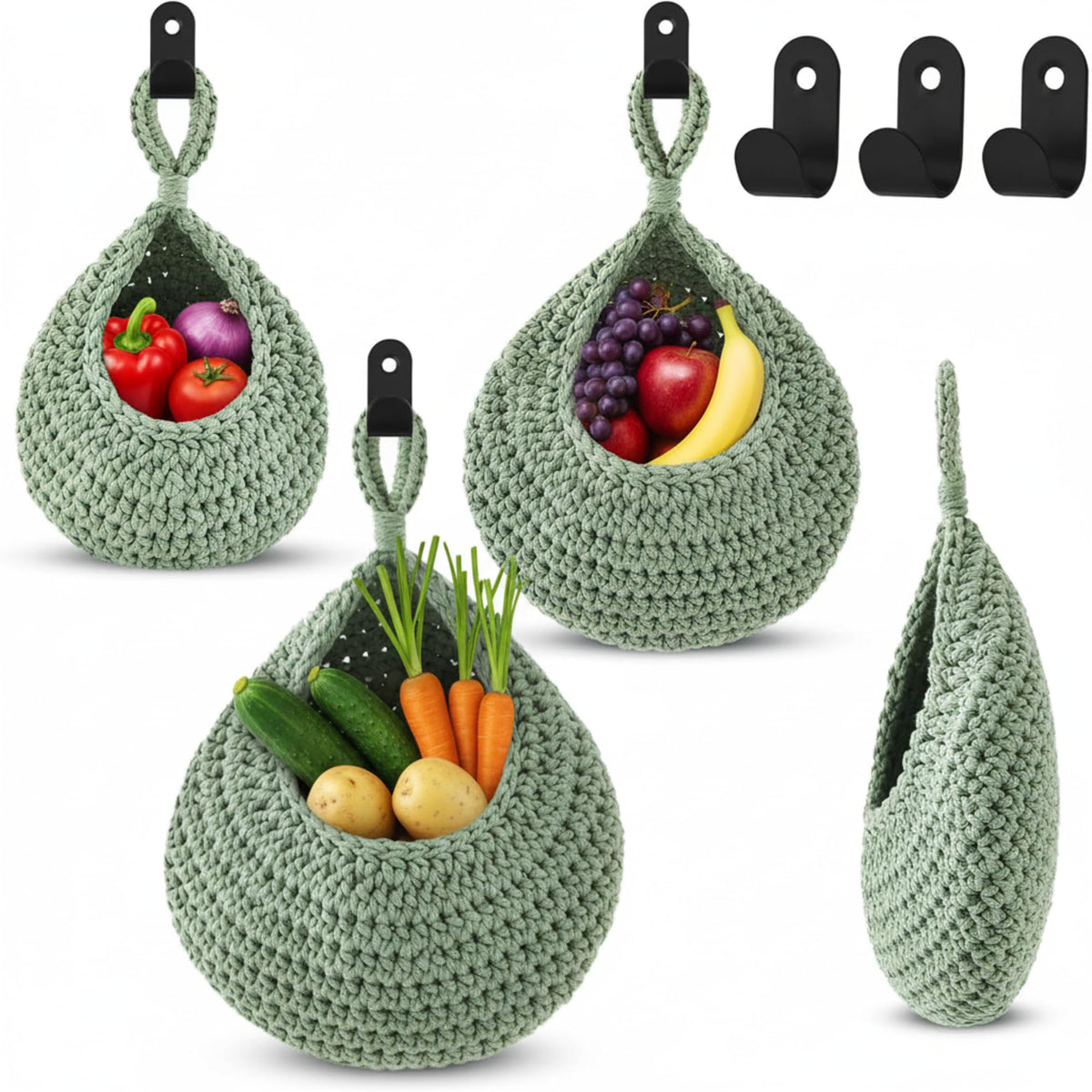 Honeydak teardrop baskets for kitchen storage on wall
