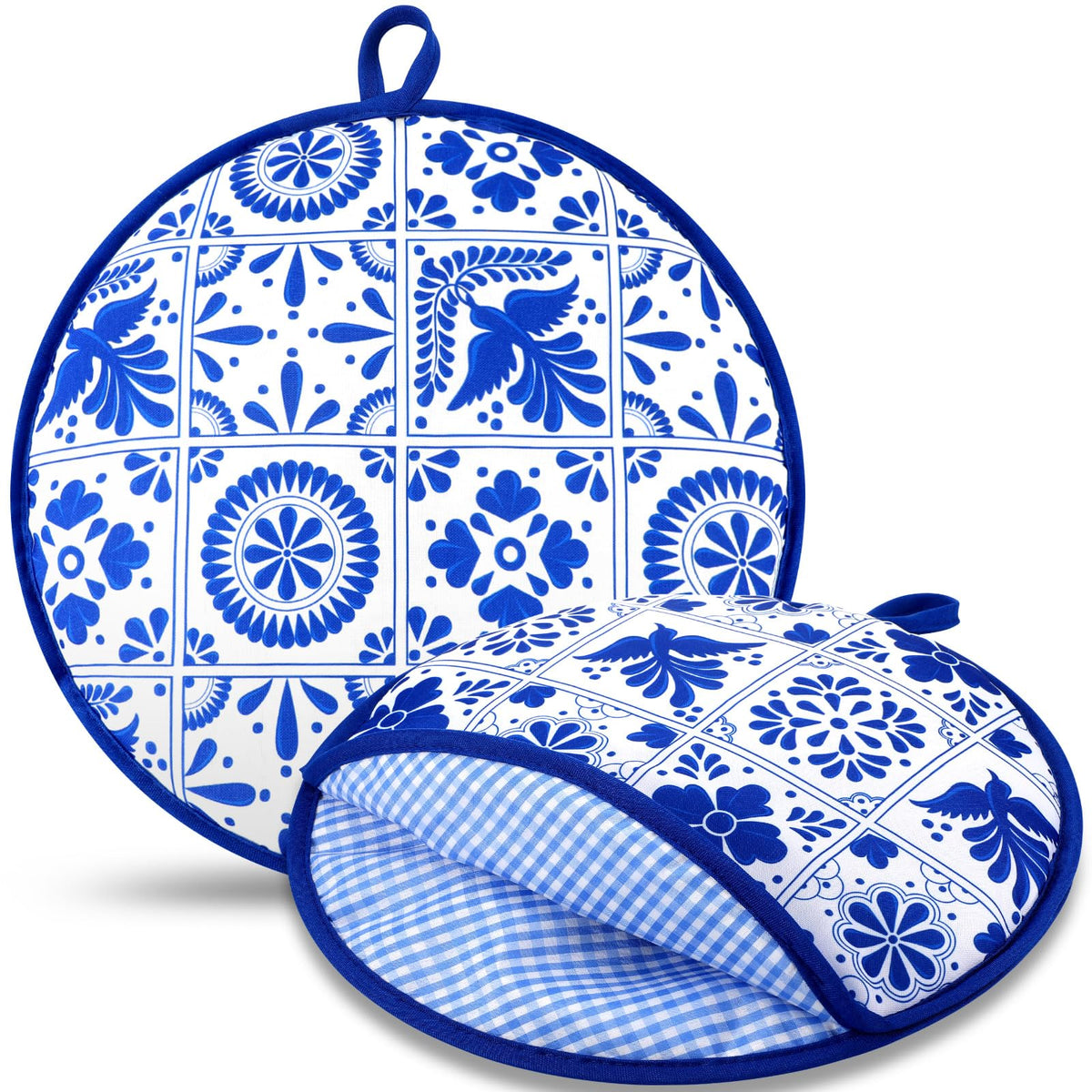 Honeydak tortilla warmer 12in blue talavera exterior keeps tortillas warm and stylish