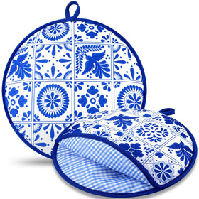 Honeydak tortilla warmer 12in blue talavera exterior keeps tortillas warm and stylish