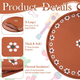 Honeydak tortilla warmer shows dual-sided Talavera design for stylish serving