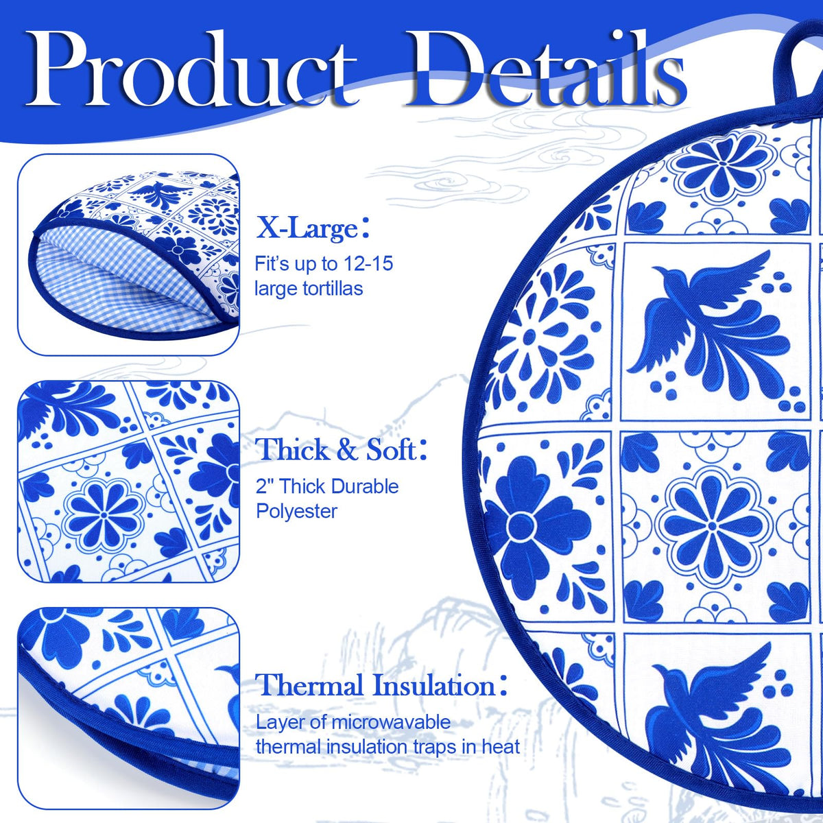 Honeydak tortilla warmer PP cotton-fill inside preserves heat during serving