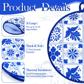 Honeydak tortilla warmer PP cotton-fill inside preserves heat during serving