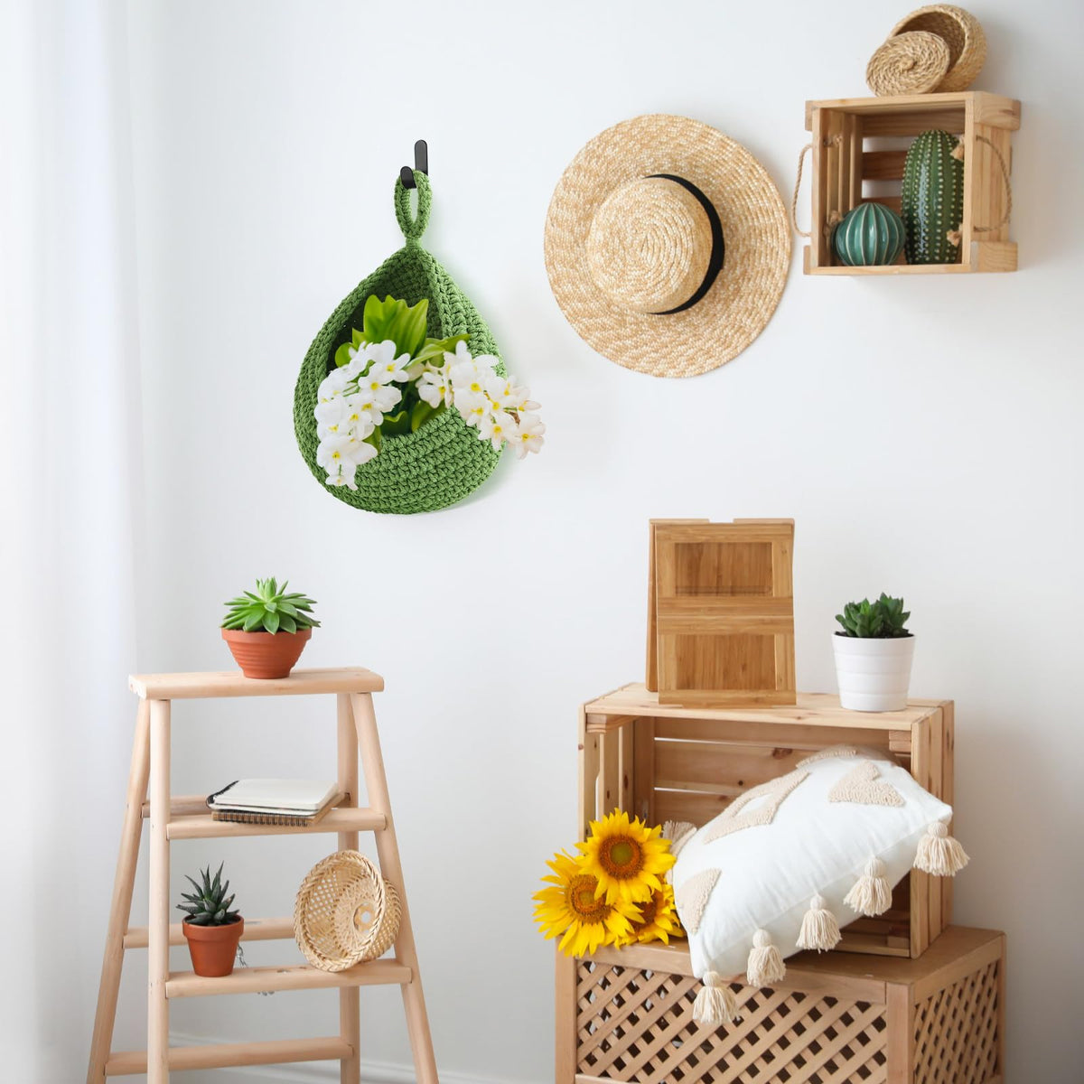 Honeydak wall baskets double as plant or flower holders.