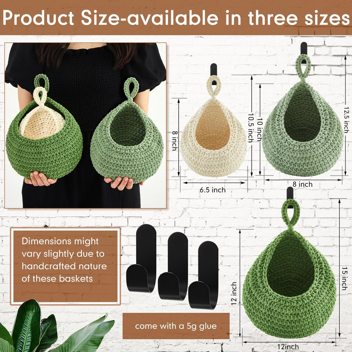 Honeydak wall hooks with baskets offer easy kitchen organization.
