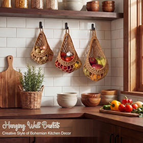 Honeydak stainless steel wall hooks secure the baskets on any wall