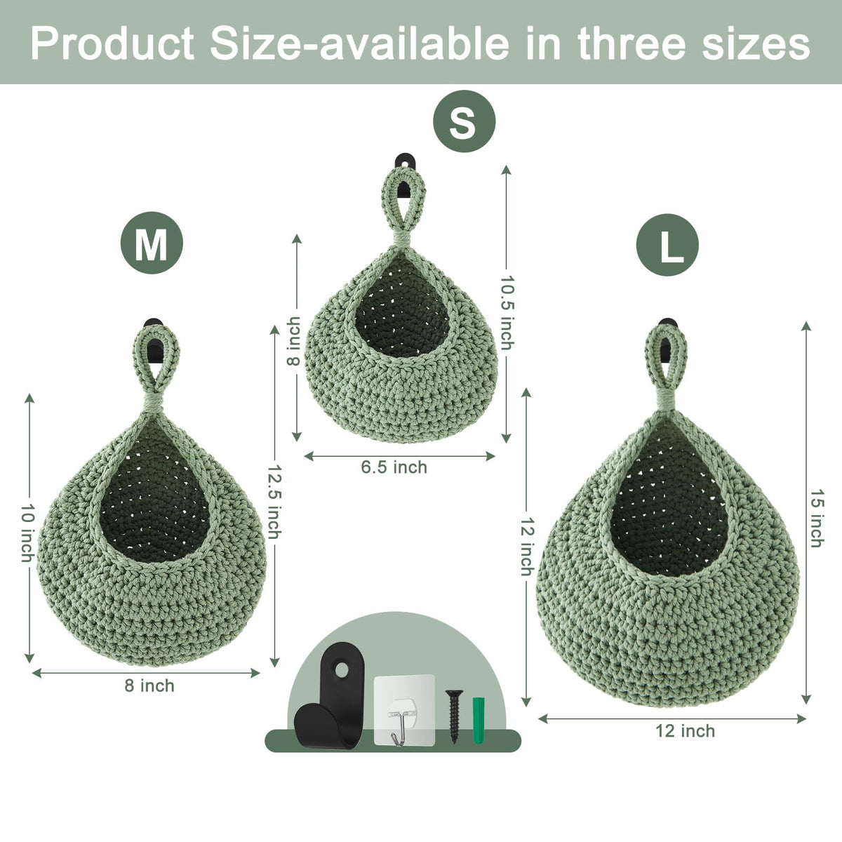 Honeydak woven hanging baskets with hooks for organized display
