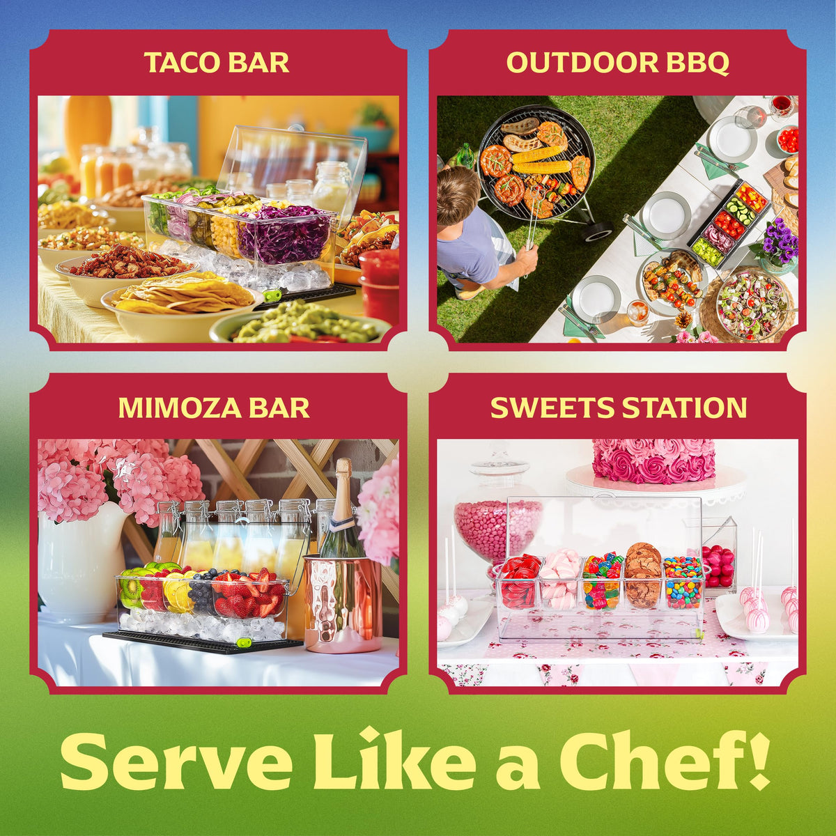 Honeyera five-compartment salad-bar container keeps toppings organized.